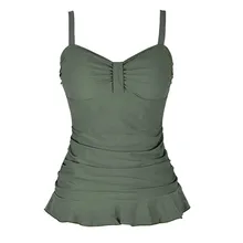 Танкини, купальник для женщин, топы, плиссированные оборки, сексуальный бикини, топ с подкладкой, v-образный вырез, купальник, Одноцветный, открытая спина, бикини, Feminino#5