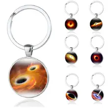 Nieuwe Cosmic Planet Zwart Gat Edelsteen Sleutelhanger Metalen Sleutelhanger Hanger Gift(China)