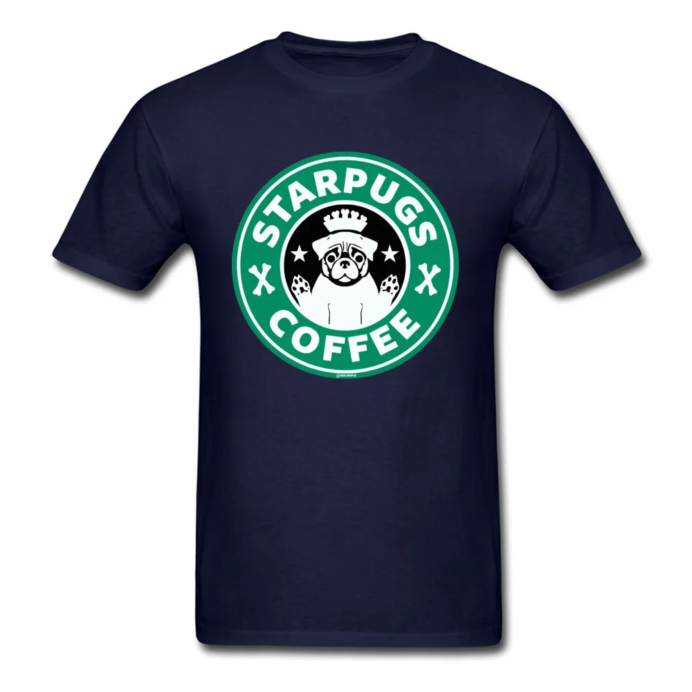 Men Dominant Comics Tops T Shirt Round Neck NEW YEAR DAY Cotton Fabric T-shirts Funny Short Sleeve Starpugs Coffee T Shirts Starpugs Coffee navy