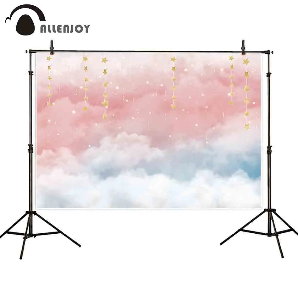 

Allenjoy photography background fantasy sky cloud gold stars watercolor decoration backdrop photocall photo studio printed