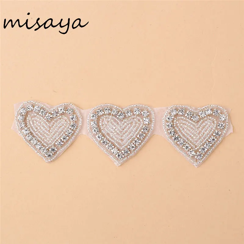 

Misaya 1PC Heart Style DIY Hand Craft Rhinestones Handmade Diamond Ornaments For Wedding Bridal Belt Decoration For gift