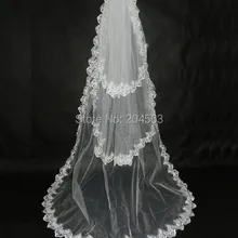 Трехслойная белого цвета или цвета слоновой кости кружевная свадебная вуаль длинная вуаль из тюля для невесты