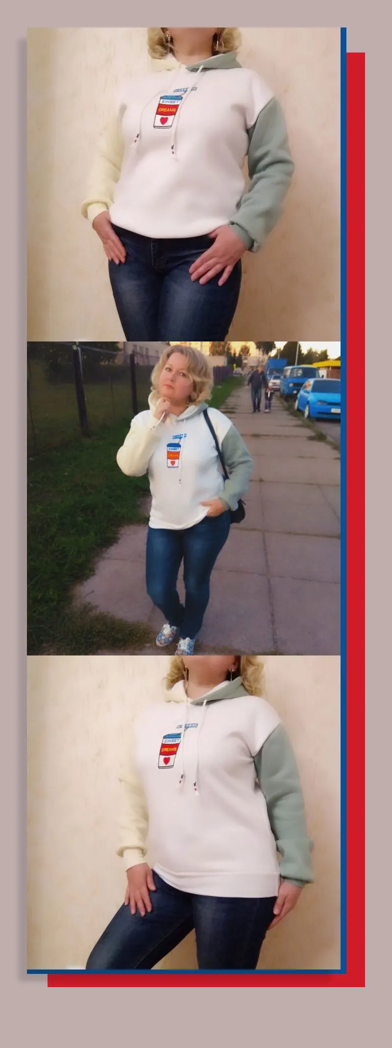 Dotfashion Colorblock(цветовой блок), графический вышитые с контрастными рукавами Толстовка Для женщин Повседневное кофты осень белая Толстовка пуловер с длинными рукавами