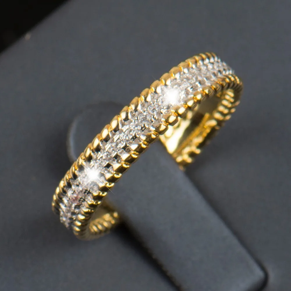 2016 R&J New fashion Real 925 sterling silver ring 5A Zircon Wedding Band Jewelry Gold filled plated of women gift