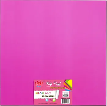 

4A Sticky Big Pad,15 x 15 Inches,Neon Red,Self-Stick Notes,Stationery,Stickers Planner,30 Sheets/Pad,1 Pad/Pack,4A BP1515 NR