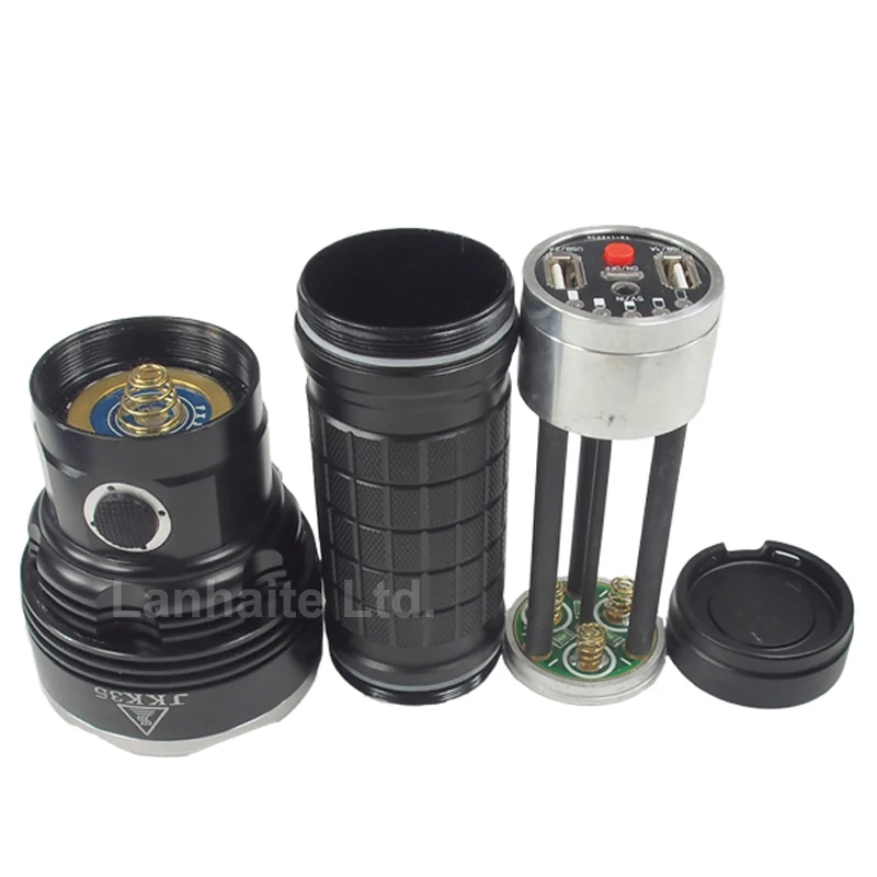 JKK35 3 x Cree XM L2 U3 светодиодный 5 режимный 3000 люмен фонарик с двойным USB портативным