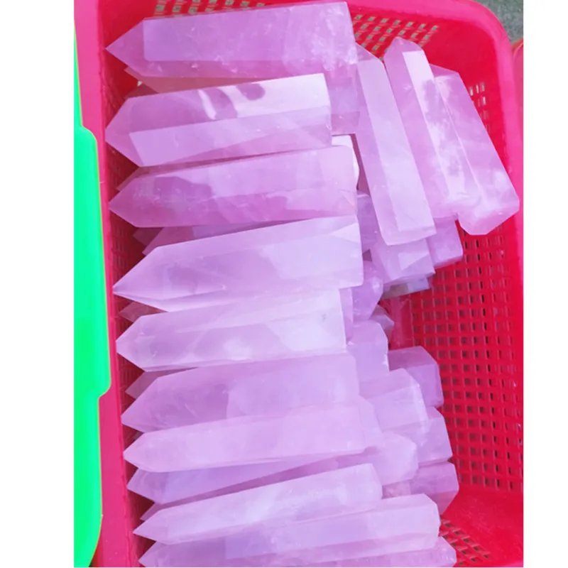 

Natural pink quartz crystal single wands healing Christmas decoration natural stones and mineral wholesale prices 1kg