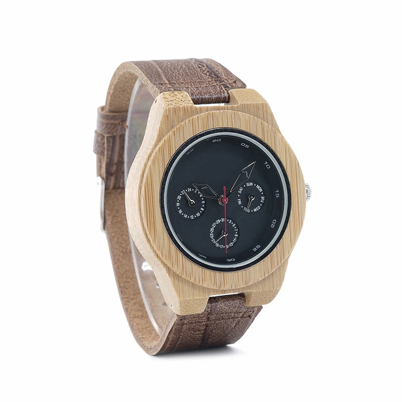 BOBO BIRD Brand Designer Bamboo Wood Watch Men Soft Cork Leather Band Watches Wristwatch Auto Date Calendar Accept Logo