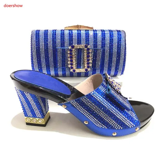 

doershow Matching Italian Shoe and Bag Set African Matching Shoes and Bags Italian In Women Nigerian Royal Shoesfor Party HA1-11