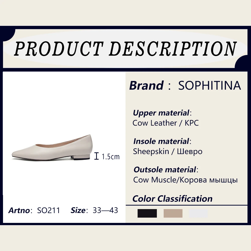 SOPHITINA/пикантные женские туфли на плоской подошве из натуральной кожи с круглым носком; модная обувь без застежки на квадратном каблуке; Повседневная Удобная женская обувь на плоской подошве; SO211