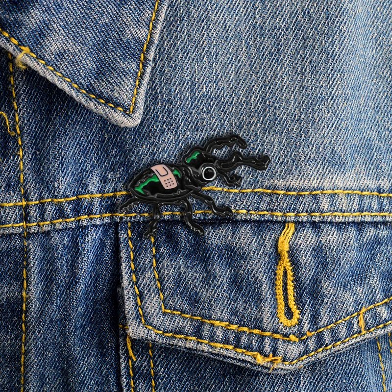 

Black Star Beetle Punk Brooch Protection Insect Association Jewelry Coat Hat Backpack Badge Accessories Enamel Pins Friend Gifts