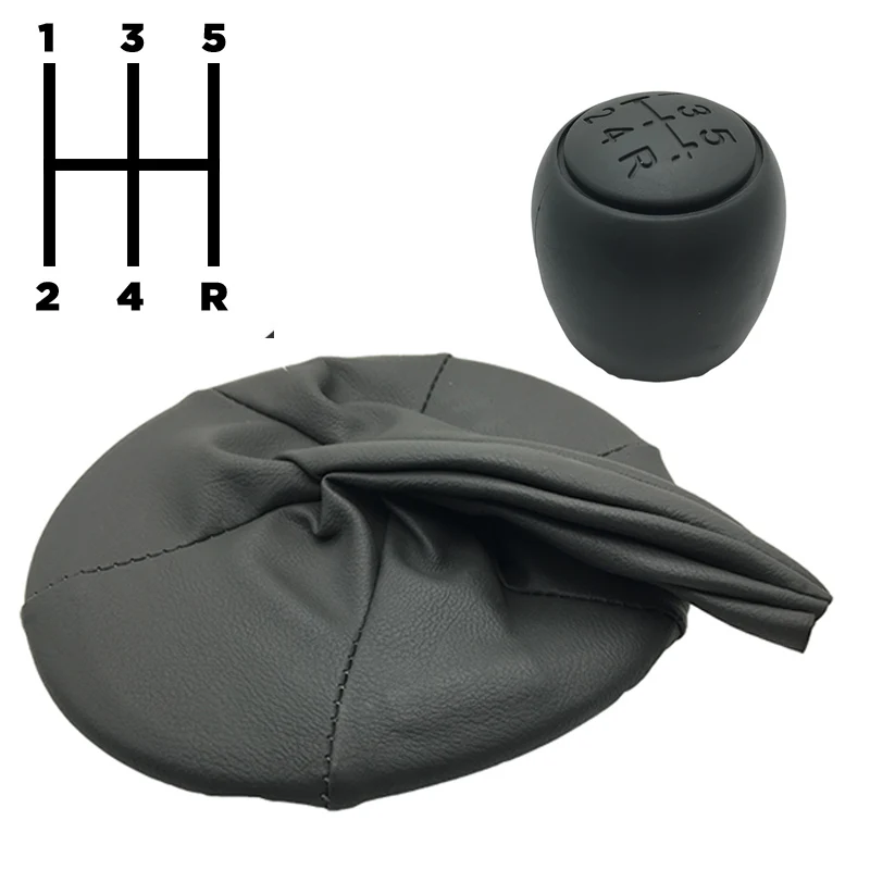 

5 Speed Car Gear Shift Knob With Leather Gear Shift Collars Boot Cover For Fiat 500 500C 2007-2013 Panda 2003-2012