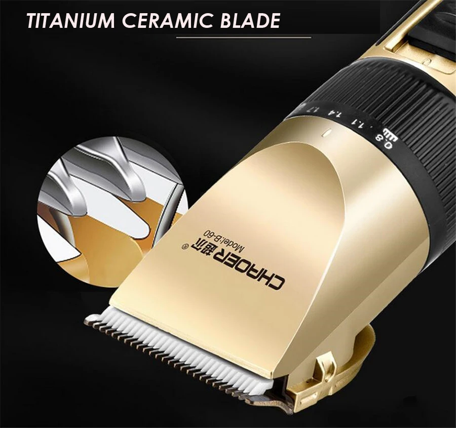 Беспроводная Машинка для стрижки волос Профессиональный перезаряжаемый триммер для волос для мужчин Электрический резак керамическое лезвие 1 мм-12 мм насадки