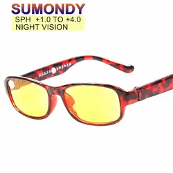 Лидер продаж желтые линзы Ночное видение очки для чтения + 1,0 1,5 2,0 2,5 3,0 3,5 4,0 Для мужчин женская обувь дальнозоркостью очки G392