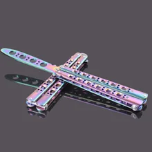 Многоцветный титановый нож-бабочка, Обучающие игрушки нож из нержавеющей стали, нож для взрослых, складные ножи без острых лезвий