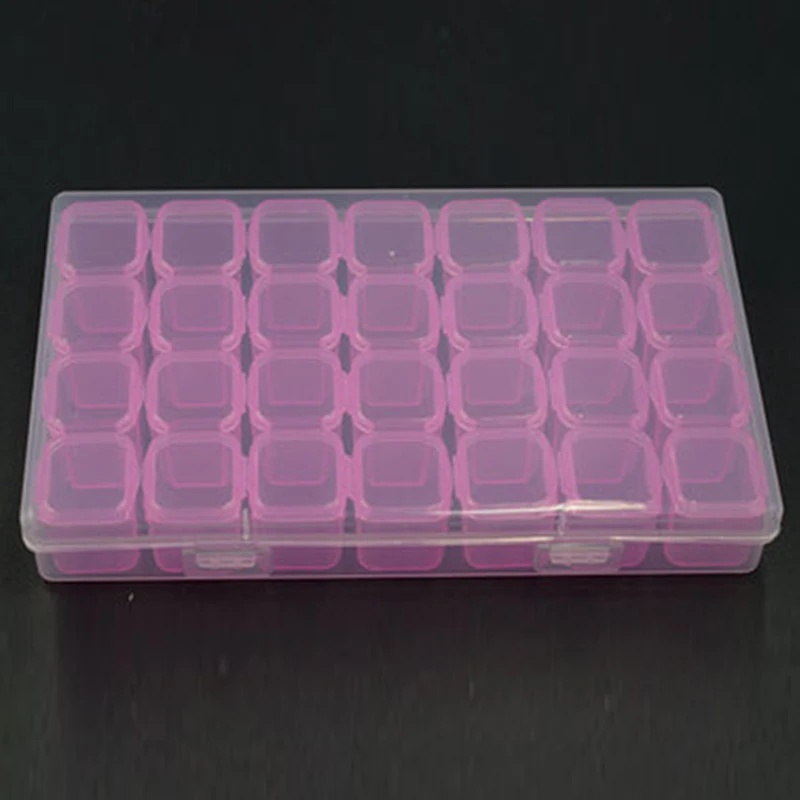 

Plastic 28 Slots Adjustable Jewelry Storage Box Case Craft Beads Organizer
