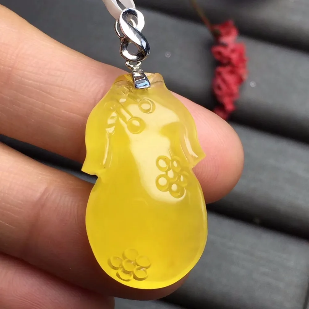 

g18K Pendants Fine Jewelry Trendy Real 18K Rose Gold Natural Yellow Amber Beeswax Fine Pendant Necklace for women Fine Gifts