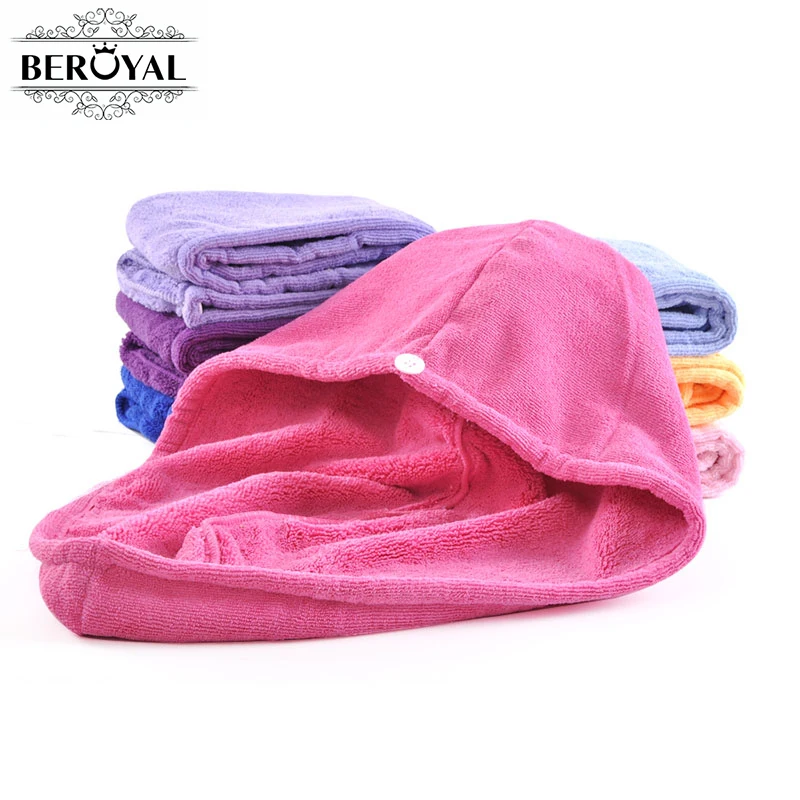 

Beroyal Brand New 2019 1pc Microfiber Turban Hair Drying Caps Plush Microfiber Wrap Quick Dry Magic towel luxurious absorbent