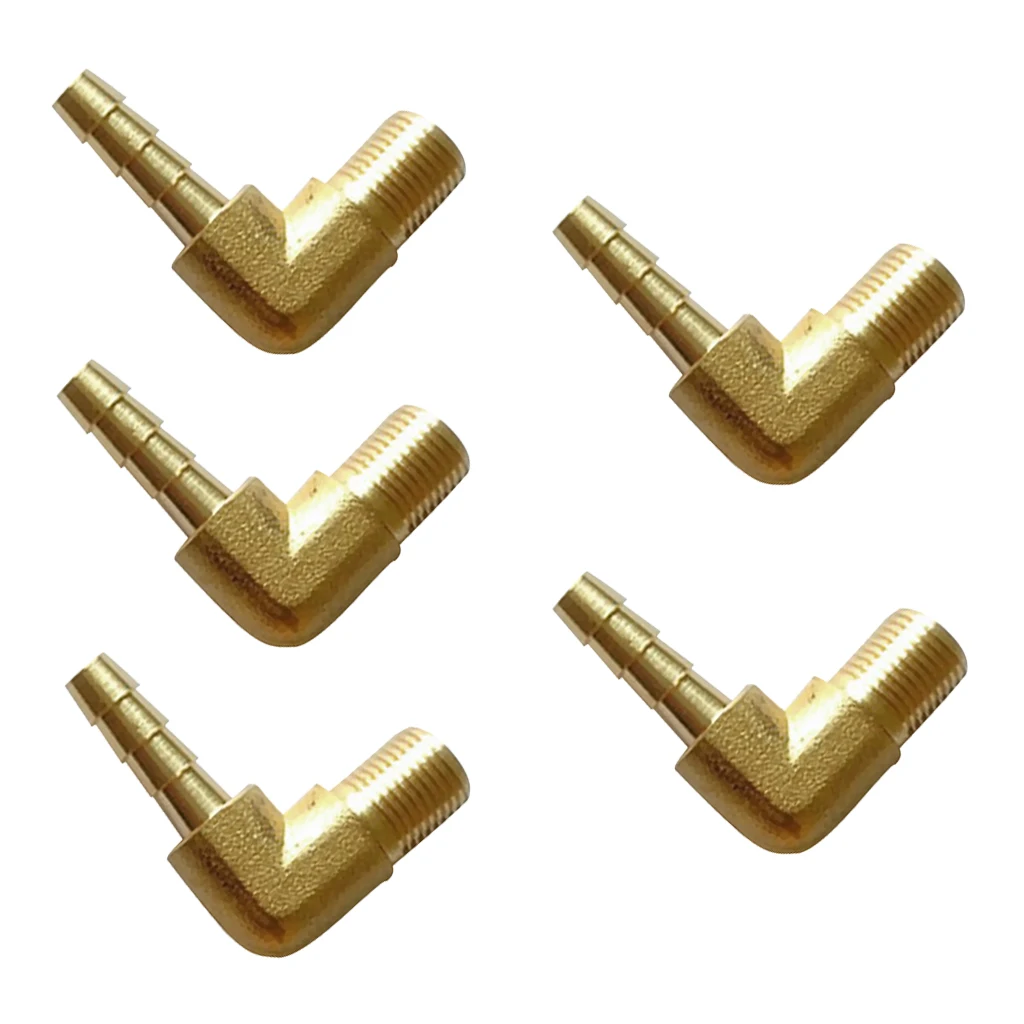 5 pieces/lot 1/8 BSP To 6mm Brass 90 Degree Male Elbow Barb Hose Tail Pipe Gas Fittings