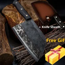 XYj Полный Тан ручной работы Мясник нож шеф-повара кухонный нож из высокоуглеродистой стали Кливер филе нарезки подарок нож крышка оболочка