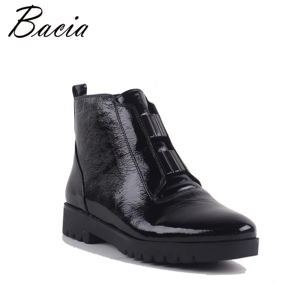Bacia Woman Fashion Genuine Leather Buckle Ankle Boots Feminino Low Heels Platform Comfortable Autumn & Spring Shoes MC028 yaerni woman fashion genuine leather motorcycle ankle boots female lace up low heels platform comfortable spring autumn shoes