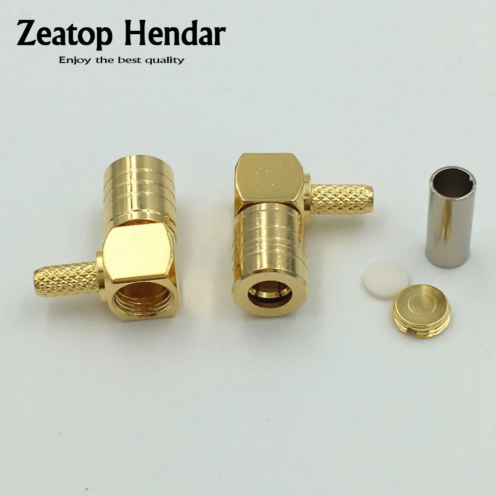 10PCS copper MCX male right angle RF Connector crimp for RG174 RG316 RG178 Cable