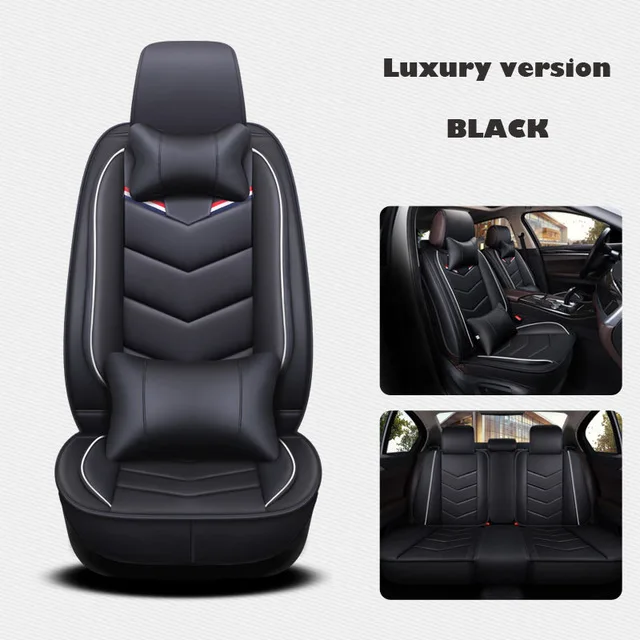 Кожаные универсальные автомобильные чехлы для сидений hyundai accent avante azear celesta creta ix25 elantra - Название цвета: Black with Pillows