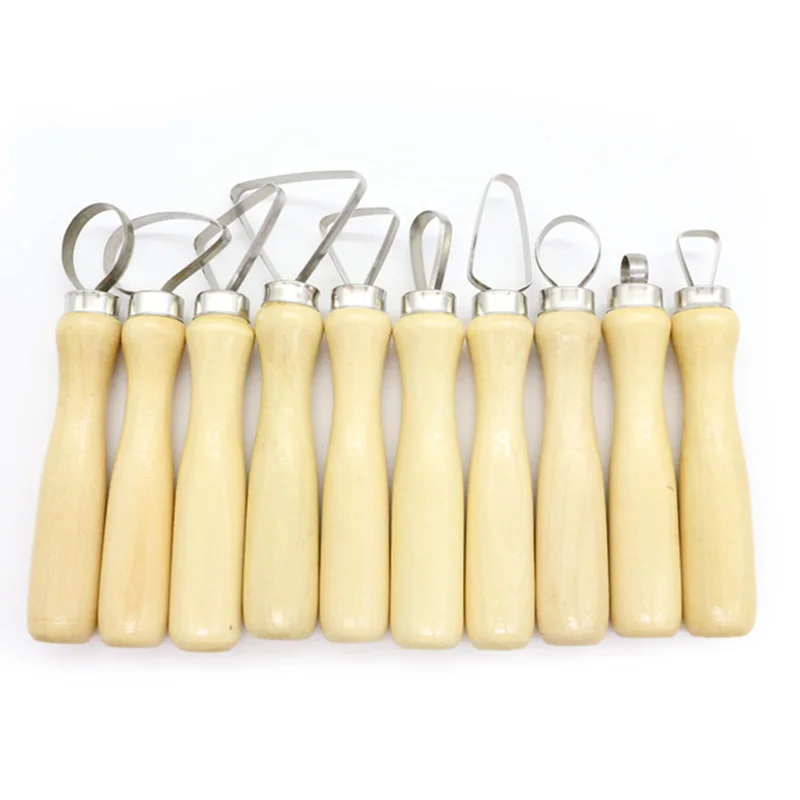 Carving Clay Sculpting Hand Chisel Modeling Making Tool Stainless Steel and Wood Round Pottery Hole Cutters Ceramic Set Kit|Инструменты