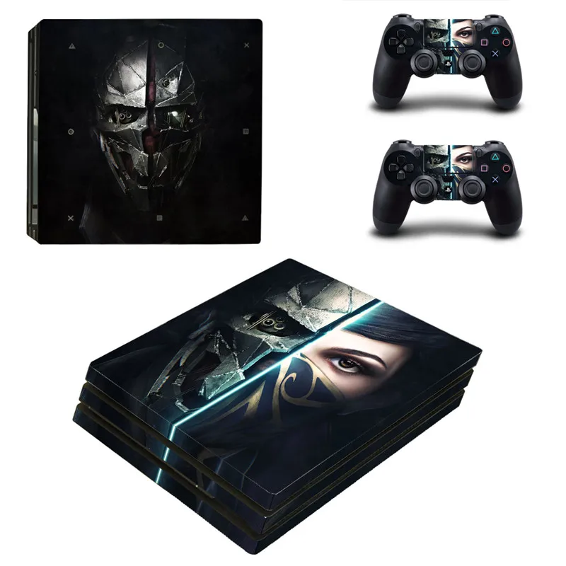 

4 Patterns Dishonored Game PS4 Pro Skin Sticker For Sony Playstation 4 Promotion Console & 2Pcs Controller Film Stickers