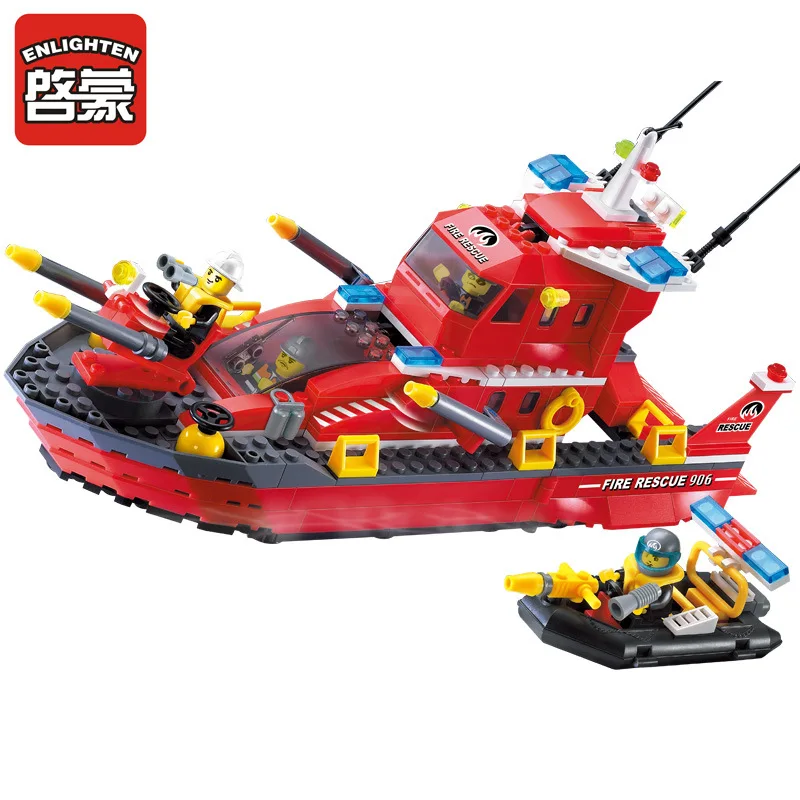 

Enlighten Toy 340pcs 3D DIY Police Fire Boat Building Block Sets Eductional Bricks Blocks Kids Toys Gifts Christmas gift