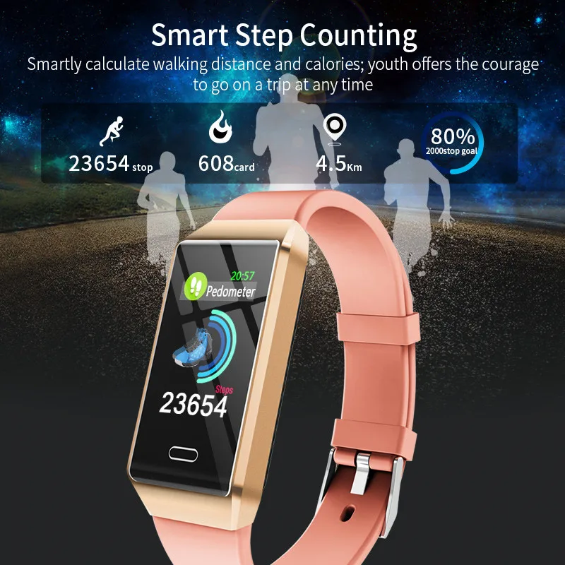 JQAIQ Sport Fitness Tracker Smart Band Heart Rate Blood Pressure Monitor Real Time Alram Clock Smart Bracelet For Ios Android