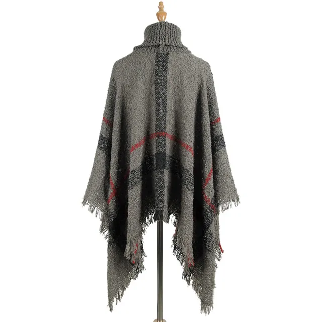 Hiawatha 2018 Long Turtleneck Cloak Knit Women Loose Plus Size Pullover Fashion Tassel Sweater M110 6
