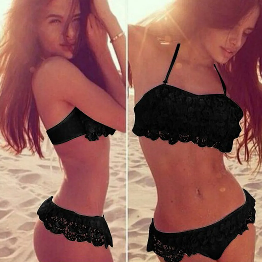 Drop Shipping Cheap Swimwear Split Lace Monokini Swimwear Bikinis Set For Swimming Solid Swimwear Women Plus Size tankini mujer