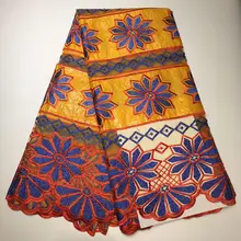 Желтая кружевная ткань хлопковый Базен riche getzner bazin brode getzner Ткань шелковая парча кружево с камнями для женщин 5 ярдов/партия