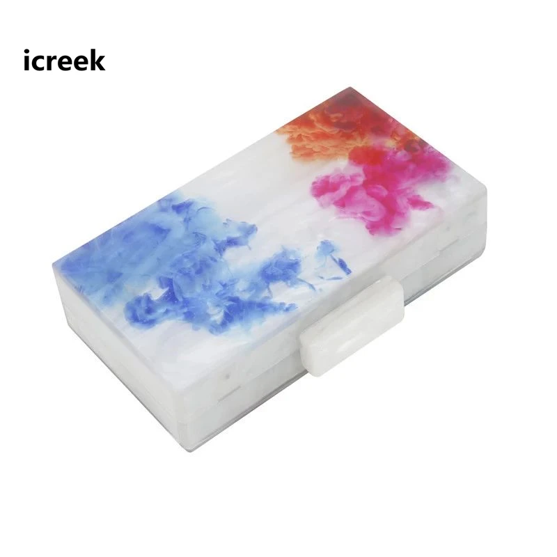 19New fashion white marble acrylic evening bags color ink print women clutch purse elgent lady party rom casual wedding hardbox