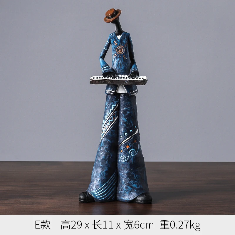Ковбойская группа труба игральная фигурка поп смола скульптура ручной работы ретро украшения дома аксессуары - Цвет: E