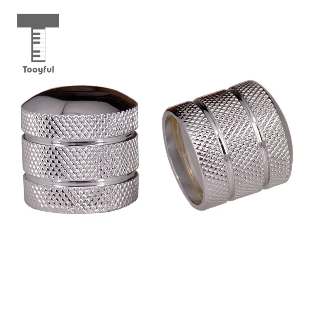 Tooyful 2 Pieces Volume Tone Control Knobs Turn Button for Electric Guitar Bass Replacement Silver