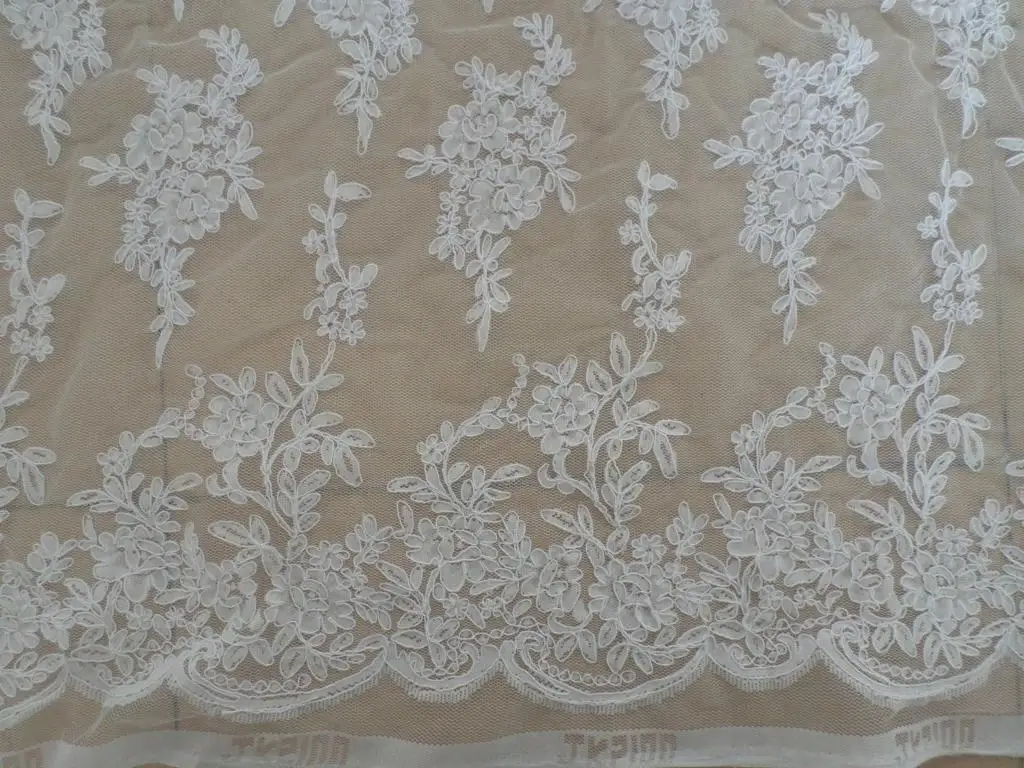 

Corded Lace Ivory Off White Fabrics 3Meters French African Embroidered Net Lace Trim Fabric Hight Quality for Wedding Dress