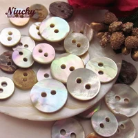 Niucky 9mm-12mm 2 holes High Quality Natural Akoya Pearl Shell Buttons T2 class Natural Shell Sewing Buttons S0101-051 2