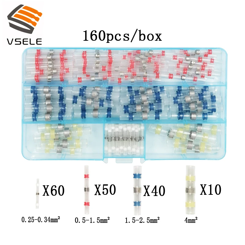 Смешанные термоусадочные сорные клеммы 0,25~ 4mm2 водонепроницаемый припой рукав трубка электрический провод изолированный стыковые соединители комплект