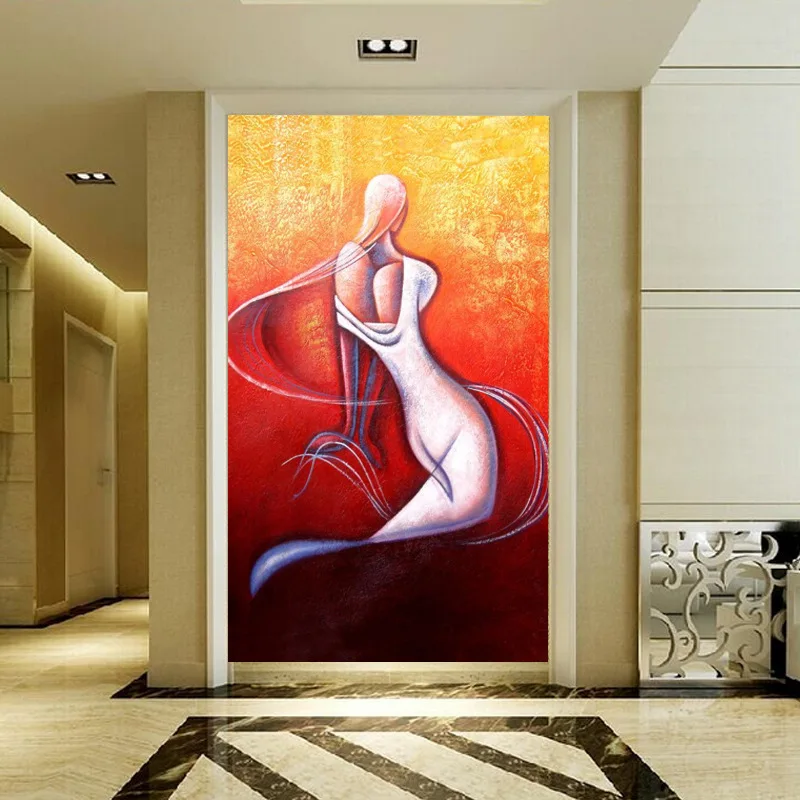 

Custom Mural Wallpaper European Style 3D Stereoscopic Art Relief Painting Statue Entrance Hallway Corridor Wallpaper for Wall