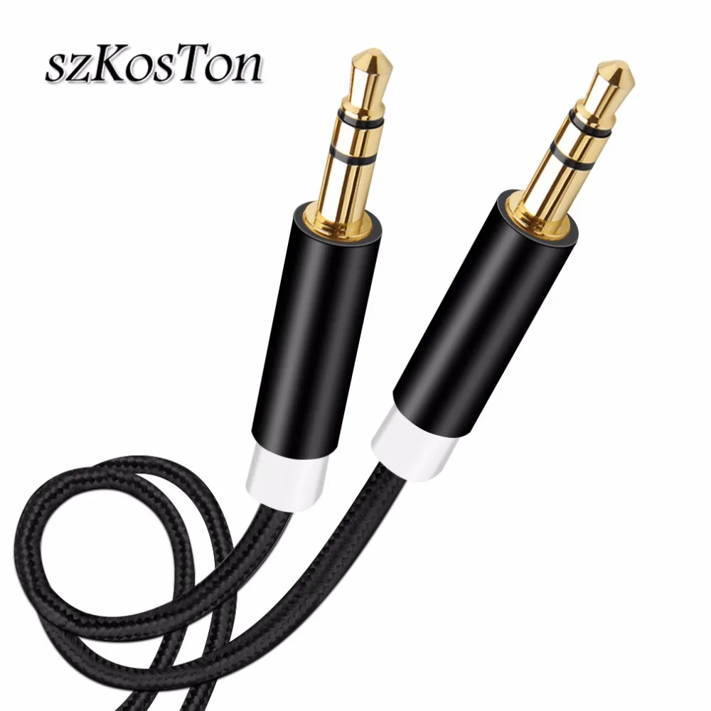 High Quality 3.5 Jack to 3.5 Jack Aux Cable 1M Nylon HiFi Stereo Audio