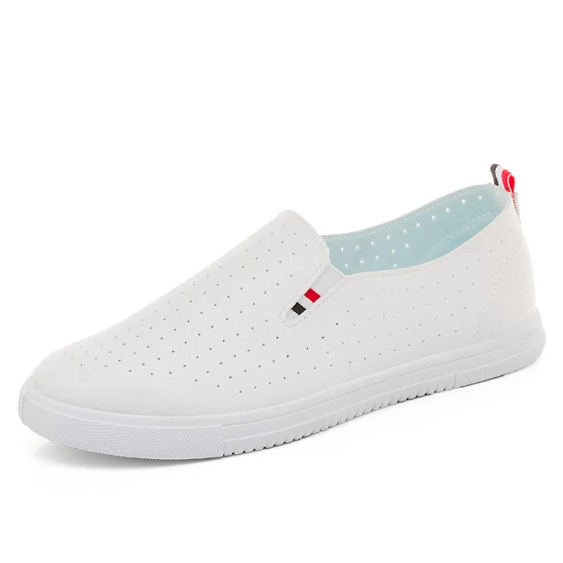 

2018 New Leather Women Shoe White Casual Leather Shoes For Women Flat Shoes Ladies Breathable Comfort Loafers Zapatos Mujer