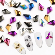 20 шт Стразы для ногтей, Кристальные стеклянные цветные стразы с плоским основанием для 3D украшения для ногтей