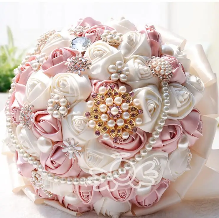 MissRDress искусственная Роза букеты жемчуг розовые свадебные букеты цветы для Свадебные аксессуары De брак JK305