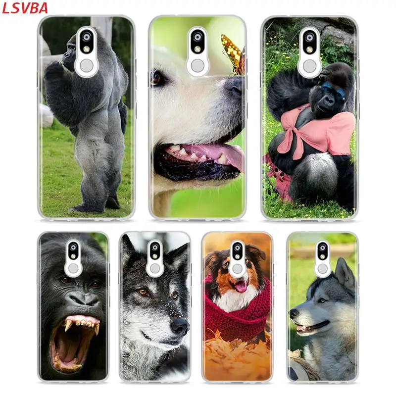 Мягкий силиконовый чехол животное шимпанзе Лев для LG K40 V50 V40 V35 V30 V20 Q8S Q7 Q6 G8 G7 G6 G5 ThinQ