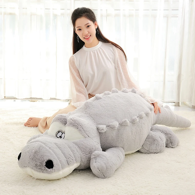 Big Size Crocodile Lying Section Plush Pillow Mat Plush Crocodile Soft Stuffed Animal Toy Cartoon Plush Dolls Kids Girl Gift
