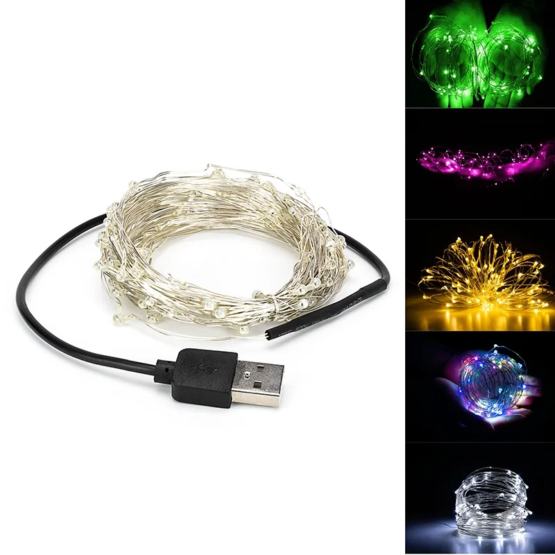 10 м 100 светодиодный s струнный свет DC4.5V USB питание светодиодная серебряная