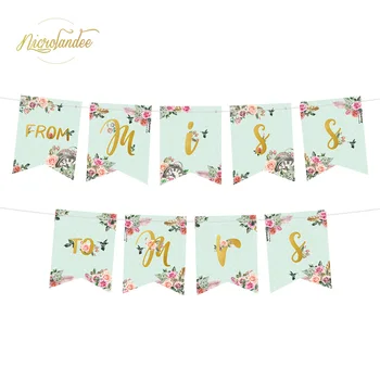 

NICROLANDEE From Miss to Mrs Paper Banner Garland Unique Design Beautiful Green Flag Party Decoration DIY