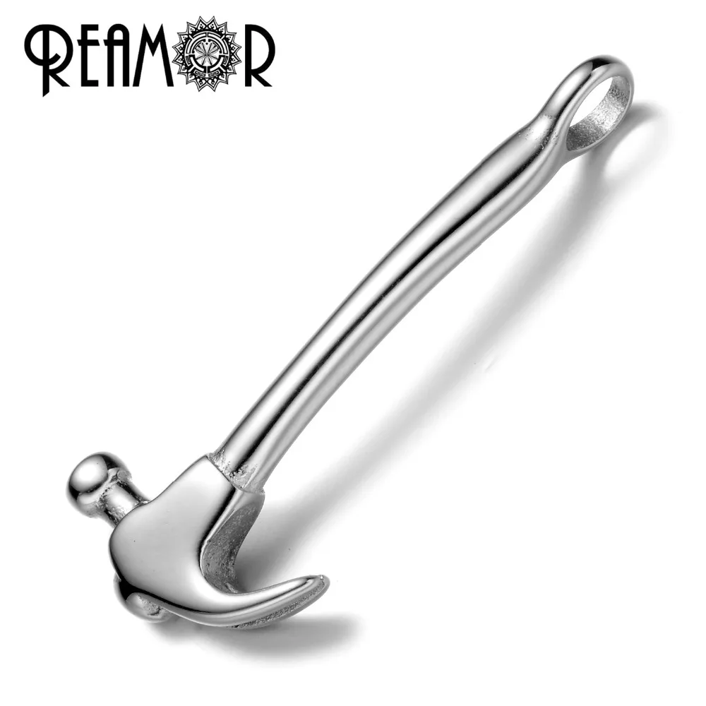 

REAMOR 5mm 316L Stainless steel Silver Tone Tool Hammer Connectors Charms For Jewelry Making Accessories Fit Necklaces Bracelet